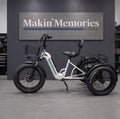 Electric fat tyre trike, sit-down three wheeler